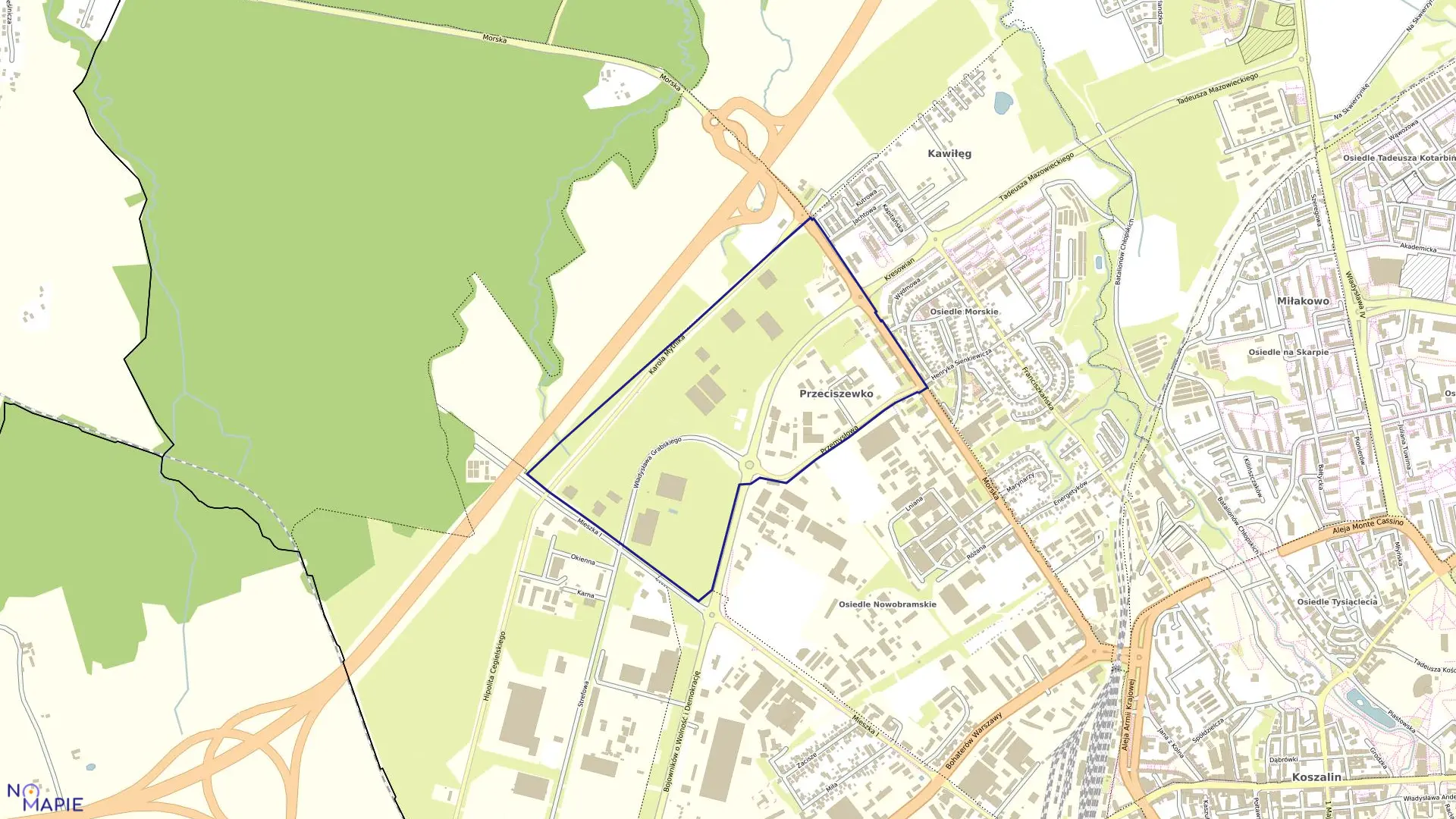 Mapa obrębu 0006 w mieście Koszalin