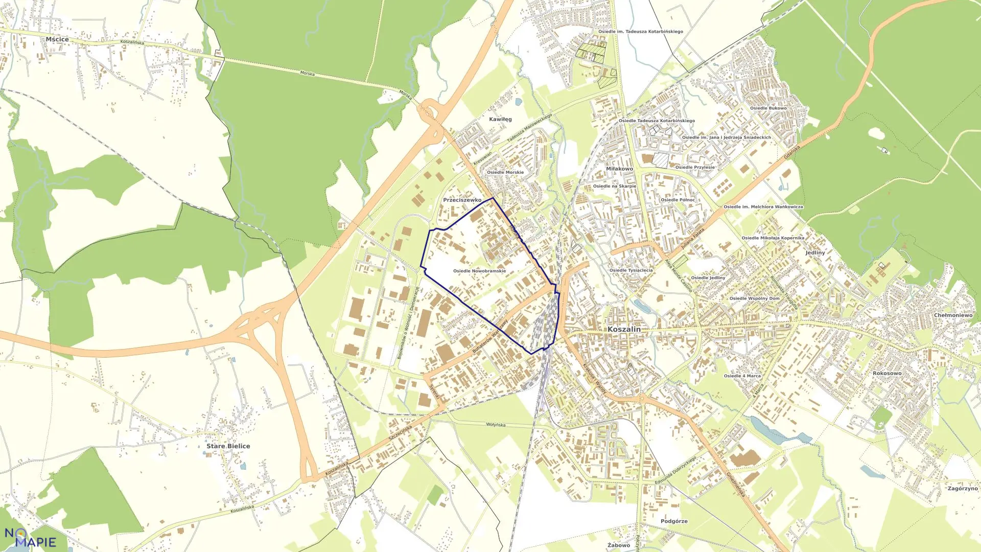 Mapa obrębu 0010 w mieście Koszalin