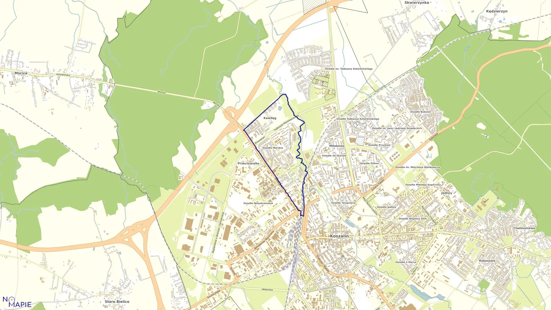 Mapa obrębu 0011 w mieście Koszalin