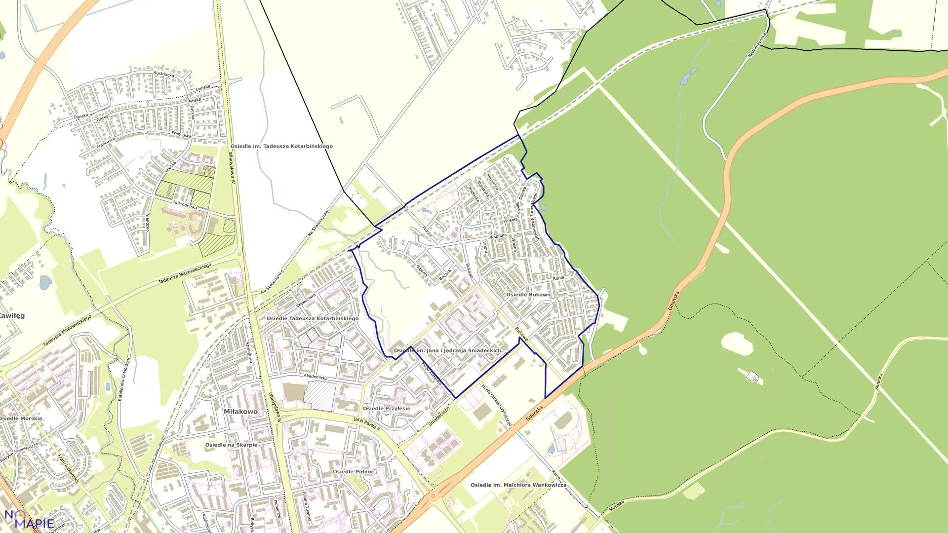 Mapa obrębu 0017 w mieście Koszalin