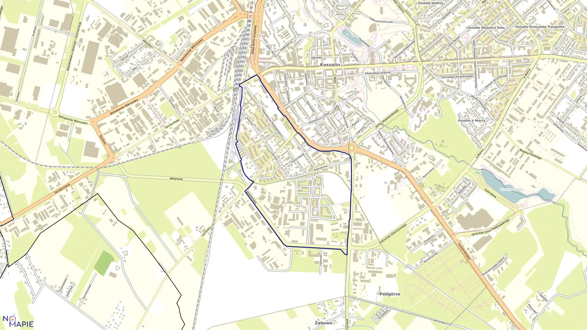 Mapa obrębu 0022 w mieście Koszalin