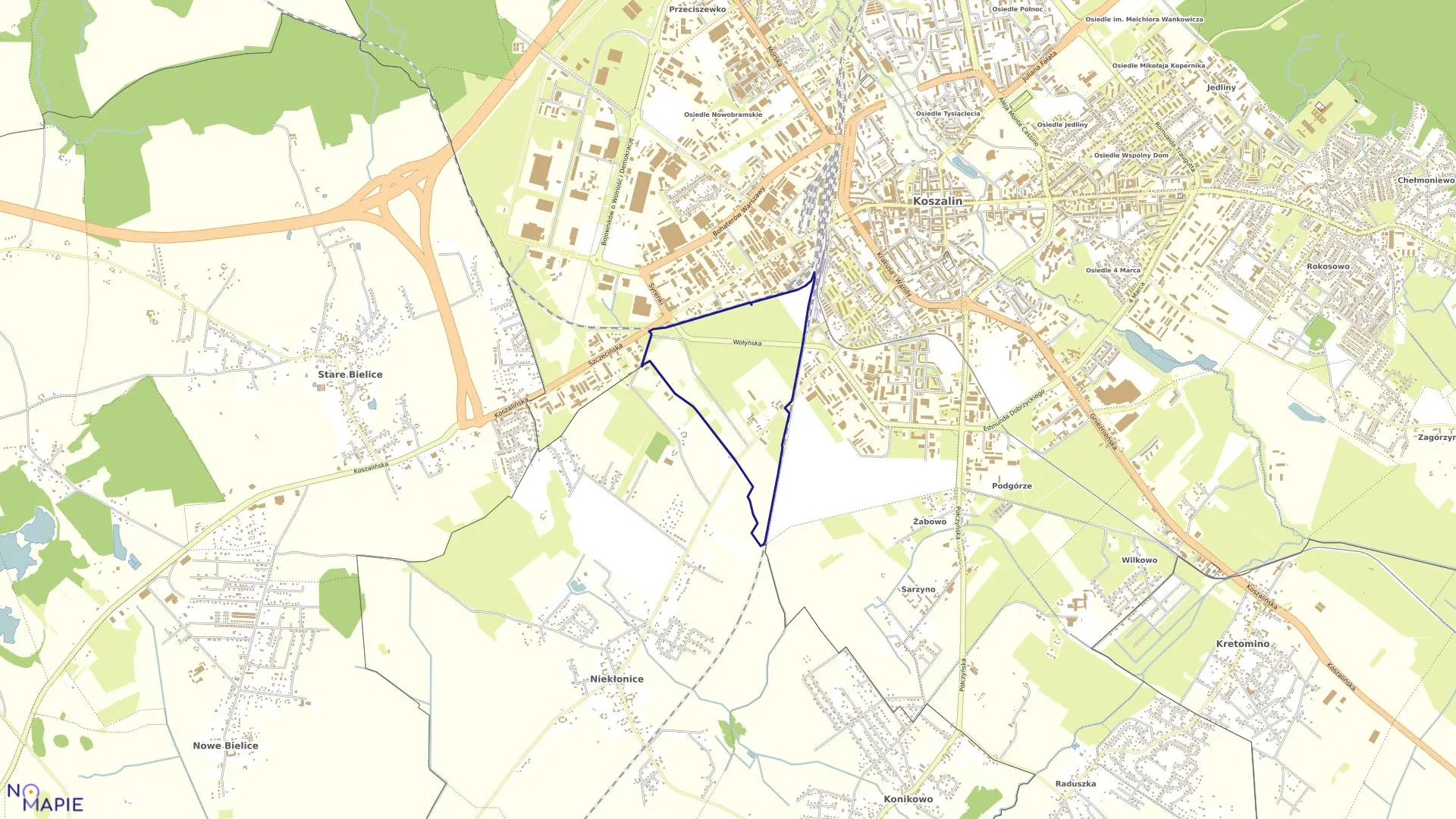 Mapa obrębu 0024 w mieście Koszalin