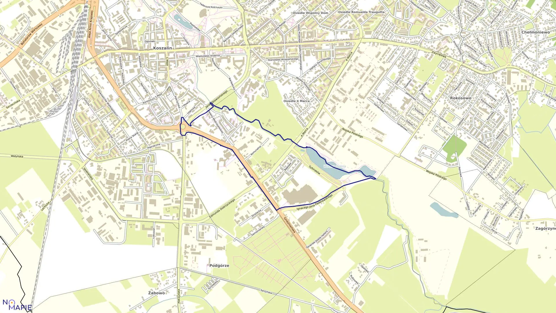 Mapa obrębu 0026 w mieście Koszalin