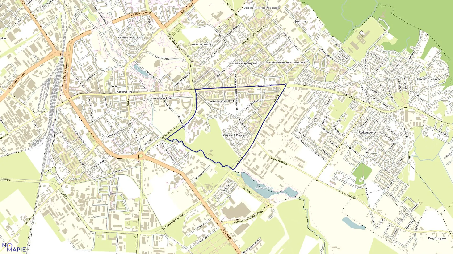 Mapa obrębu 0027 w mieście Koszalin