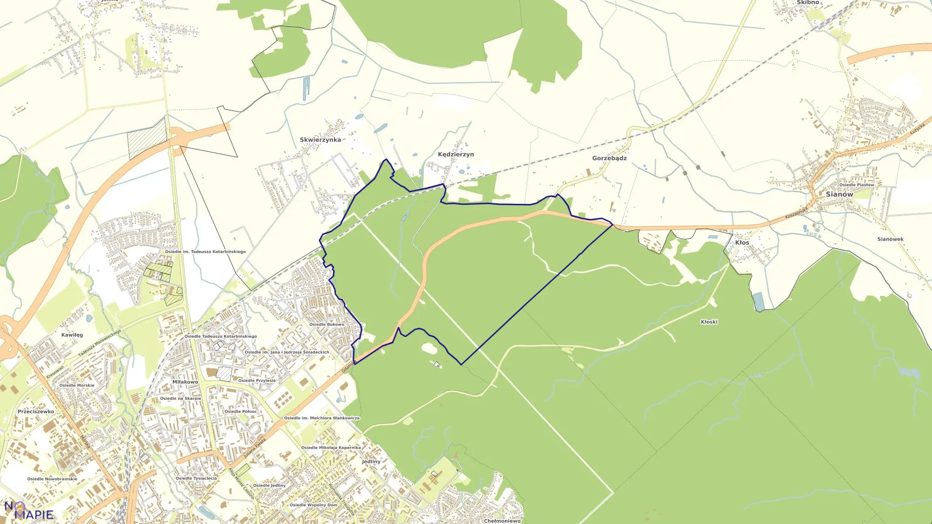 Mapa obrębu 0034 w mieście Koszalin