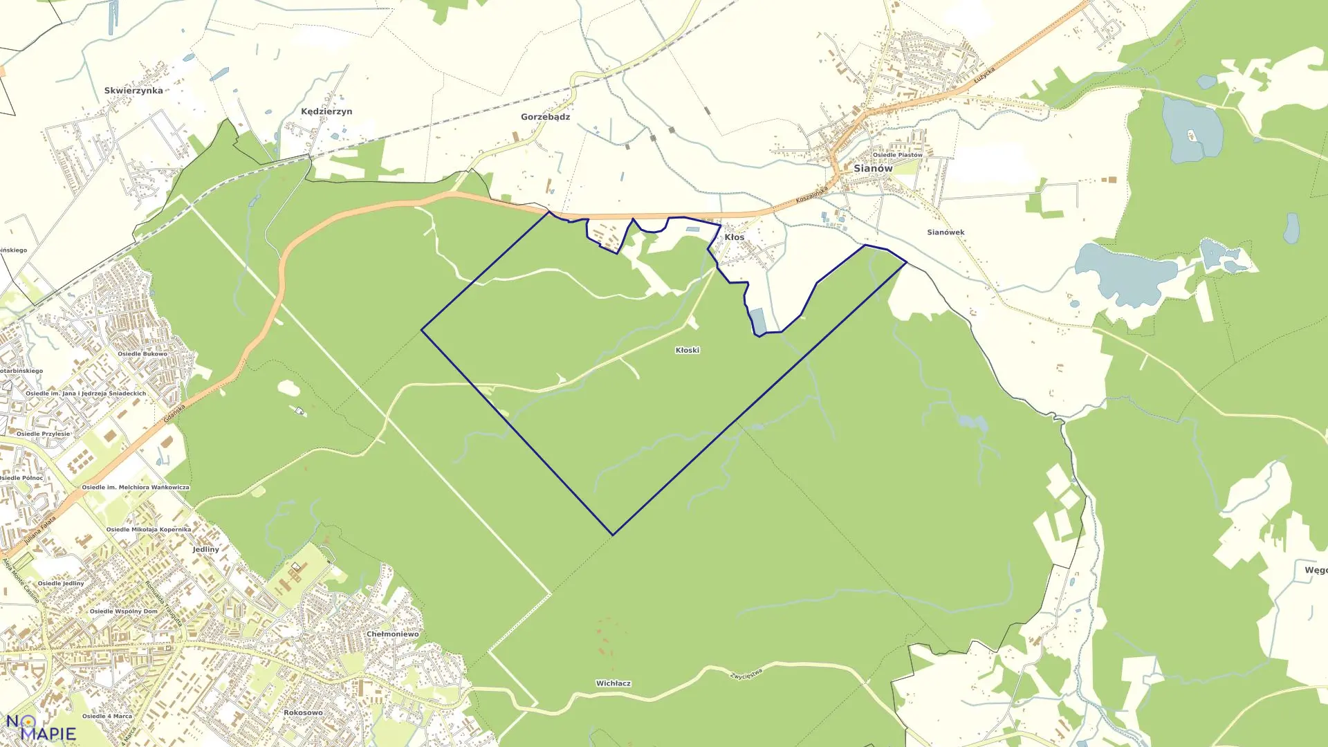 Mapa obrębu 0035 w mieście Koszalin