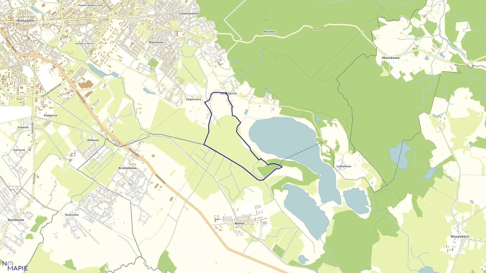 Mapa obrębu 0043 w mieście Koszalin