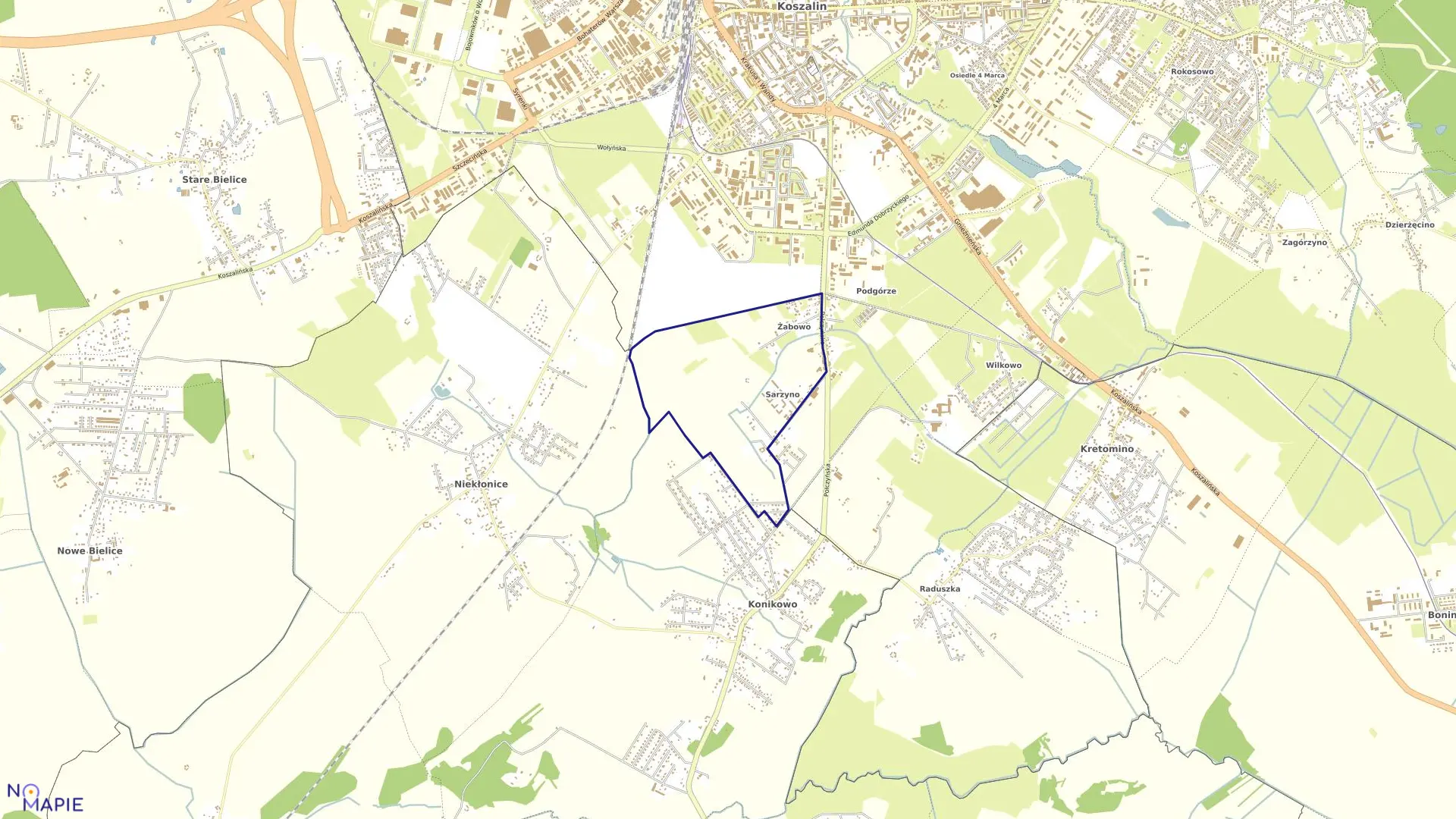 Mapa obrębu 0049 w mieście Koszalin