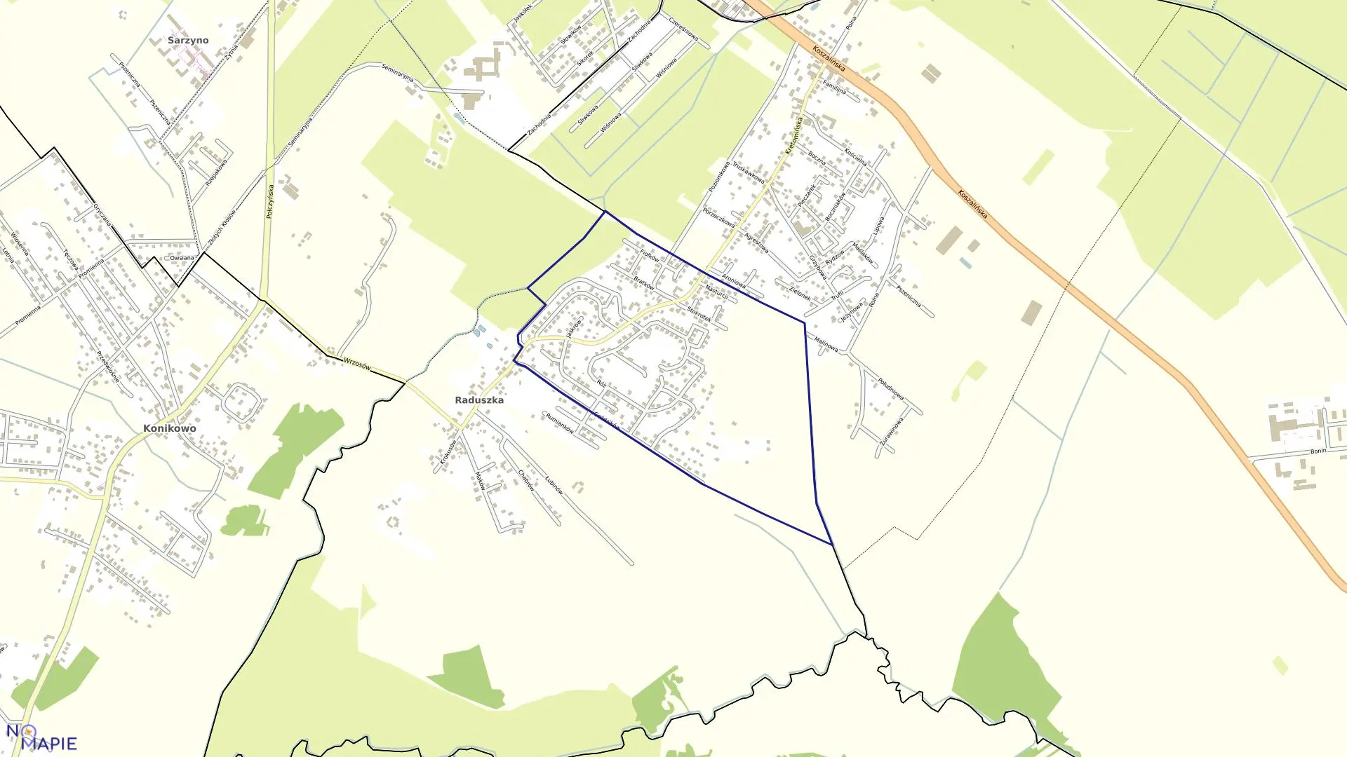 Mapa obrębu 0051 w mieście Koszalin