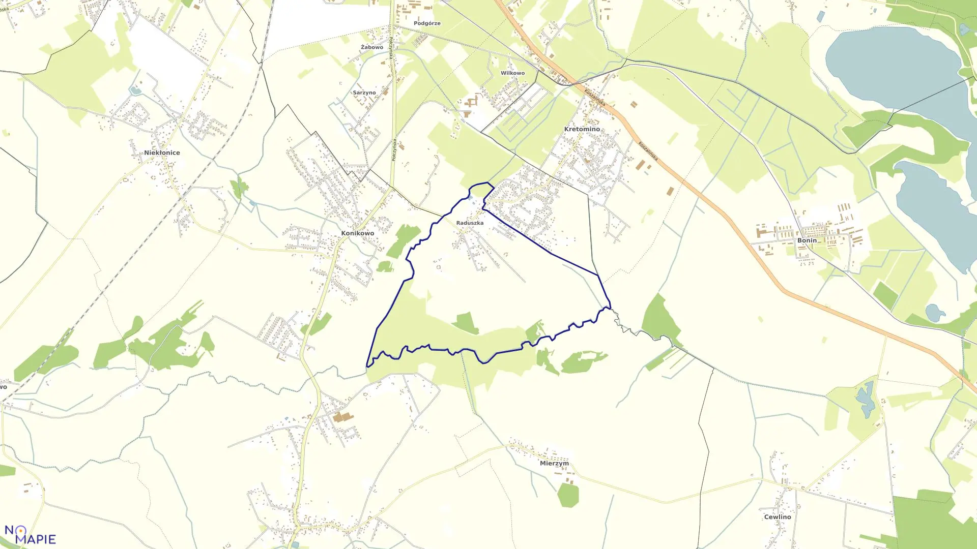 Mapa obrębu 0052 w mieście Koszalin